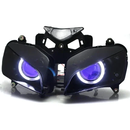 Motorcycle LED White Angel DRL Headlamp Phares Moto HID Projector Conversion Headlight Assembly For Honda CBR1000RR Proiettori